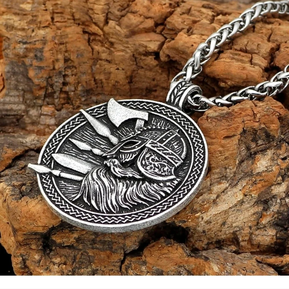 Viking Warrior Silver Pendant Necklace